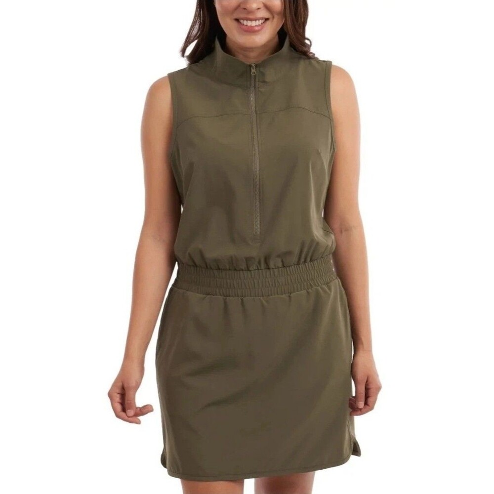 Elle Sport Women’s Active Dress Zip Front , size Medium, color Green NWT  E2